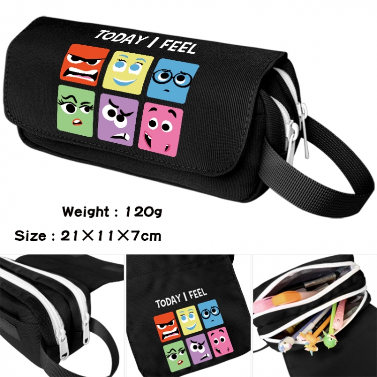 Inside Out Anime waterproof canvas portable double-layer pencil bag cosmetic bag 21x11x7cm