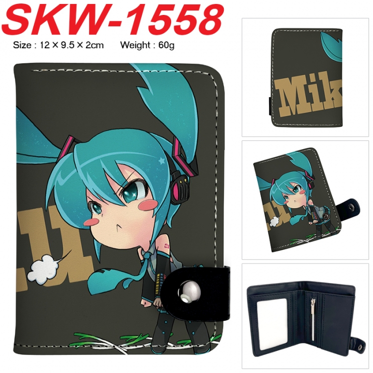 Hatsune Miku Anime vertical button folding wallet 12X9.5X2CM 60g SKW-1558