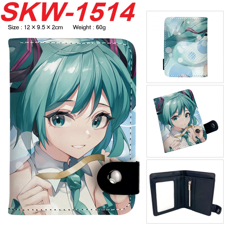 Hatsune Miku Anime vertical button folding wallet 12X9.5X2CM 60g