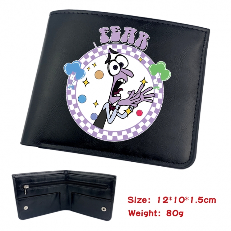 Inside Out Animation soft leather inner buckle black leather wallet 12X10X1.5CM