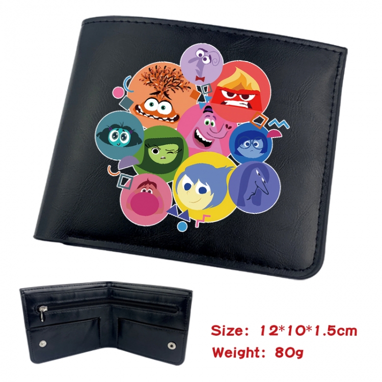 Inside Out Animation soft leather inner buckle black leather wallet 12X10X1.5CM