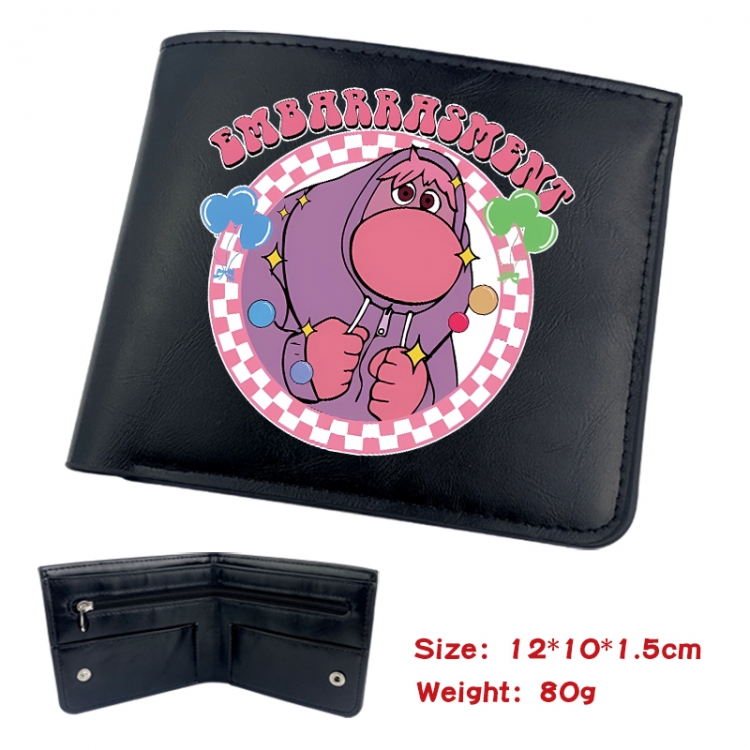 Inside Out Animation soft leather inner buckle black leather wallet 12X10X1.5CM