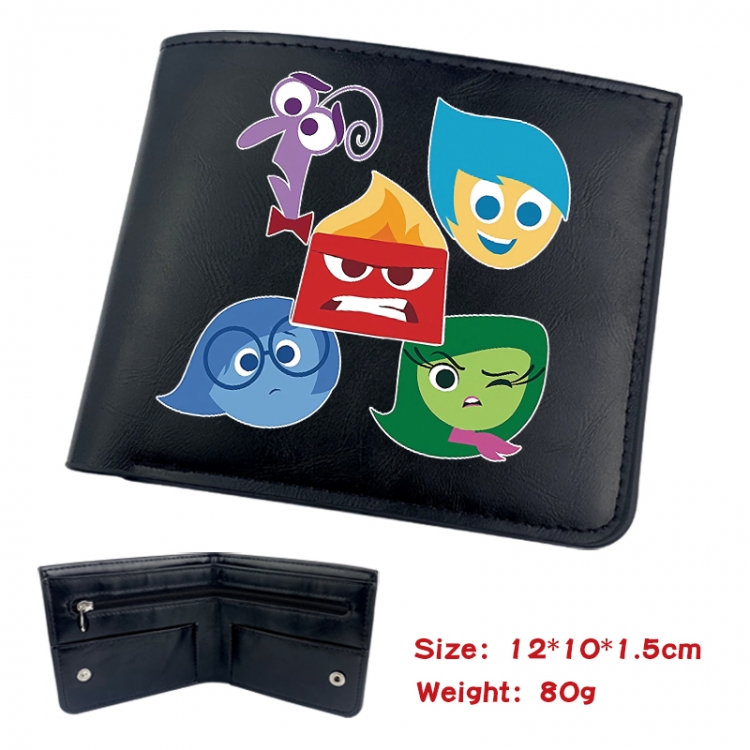 Inside Out Animation soft leather inner buckle black leather wallet 12X10X1.5CM