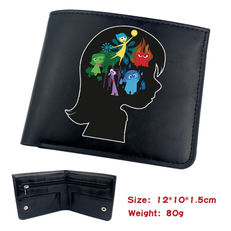 Inside Out Animation soft leather inner buckle black leather wallet 12X10X1.5CM