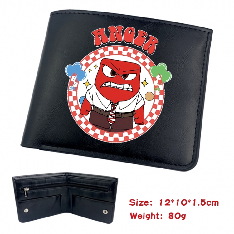 Inside Out Animation soft leather inner buckle black leather wallet 12X10X1.5CM