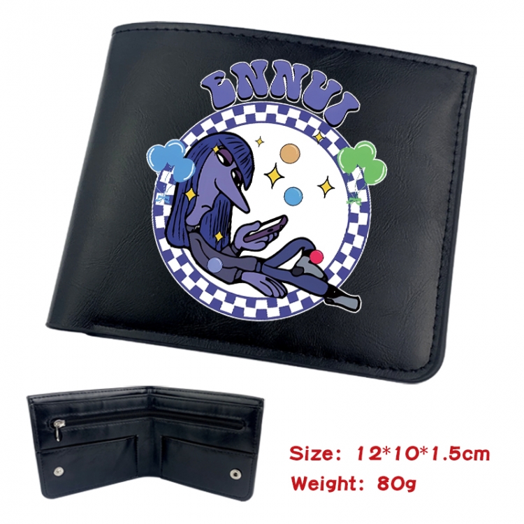 Inside Out Animation soft leather inner buckle black leather wallet 12X10X1.5CM