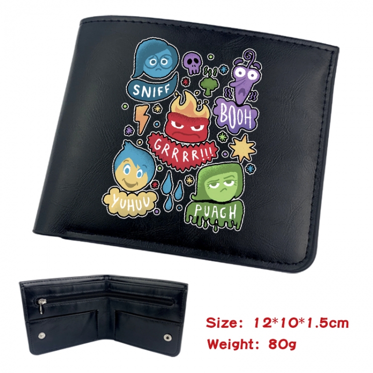 Inside Out Animation soft leather inner buckle black leather wallet 12X10X1.5CM