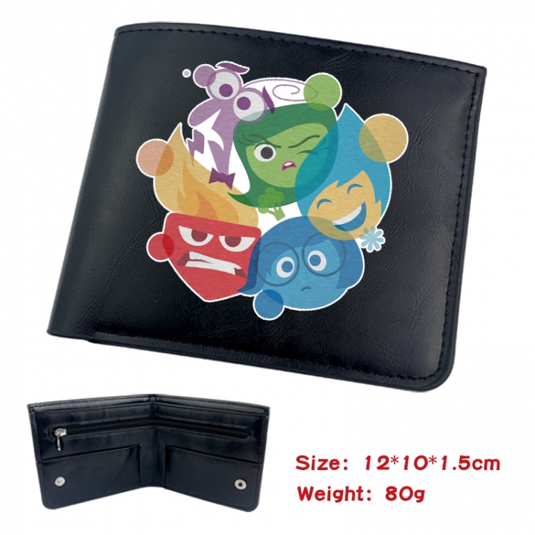 Inside Out Animation soft leather inner buckle black leather wallet 12X10X1.5CM