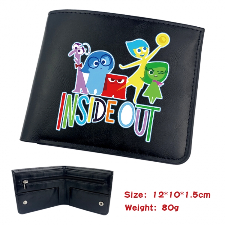 Inside Out Animation soft leather inner buckle black leather wallet 12X10X1.5CM