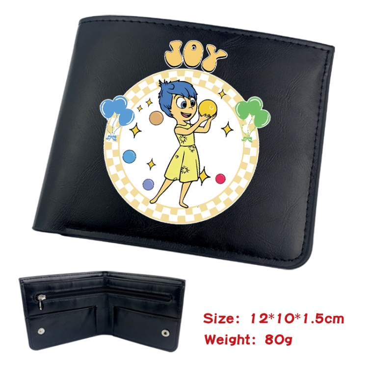 Inside Out Animation soft leather inner buckle black leather wallet 12X10X1.5CM