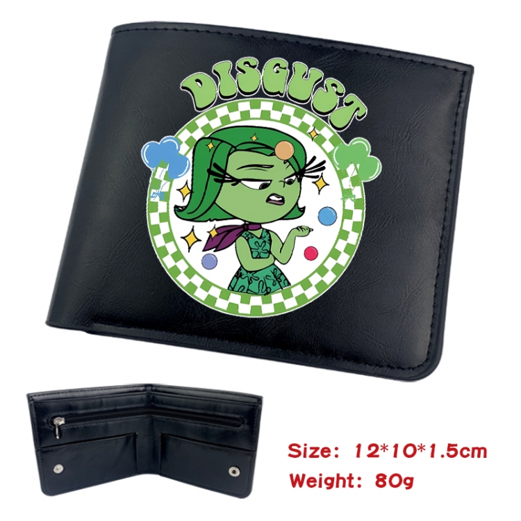 Inside Out Animation soft leather inner buckle black leather wallet 12X10X1.5CM