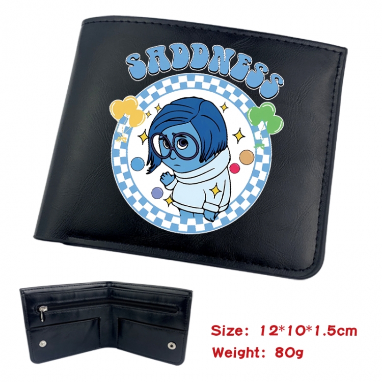 Inside Out Animation soft leather inner buckle black leather wallet 12X10X1.5CM