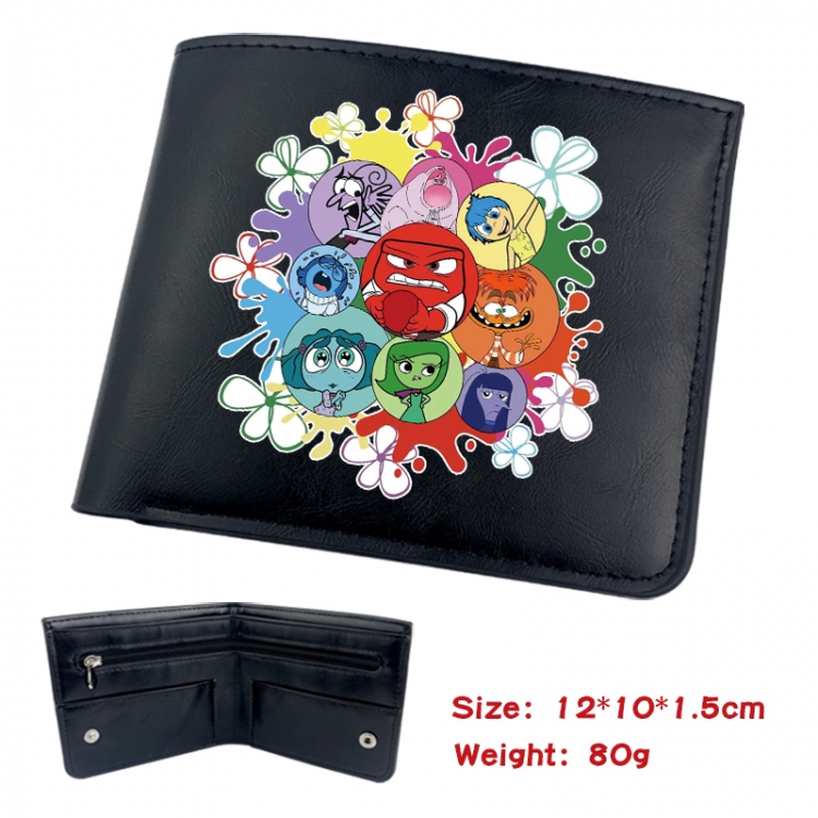 Inside Out Animation soft leather inner buckle black leather wallet 12X10X1.5CM