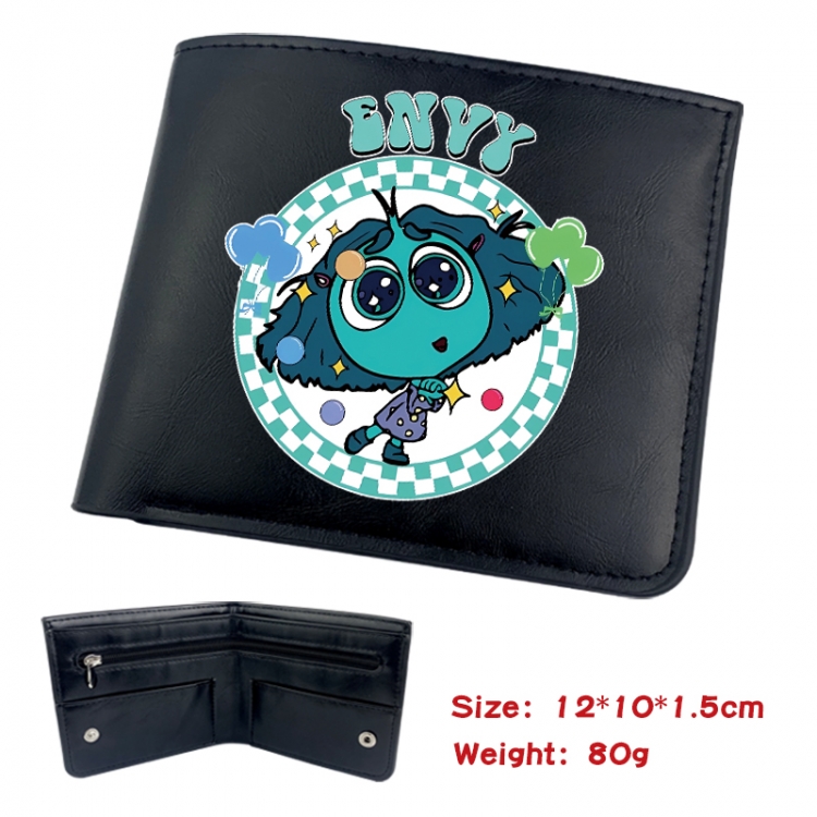 Inside Out Animation soft leather inner buckle black leather wallet 12X10X1.5CM