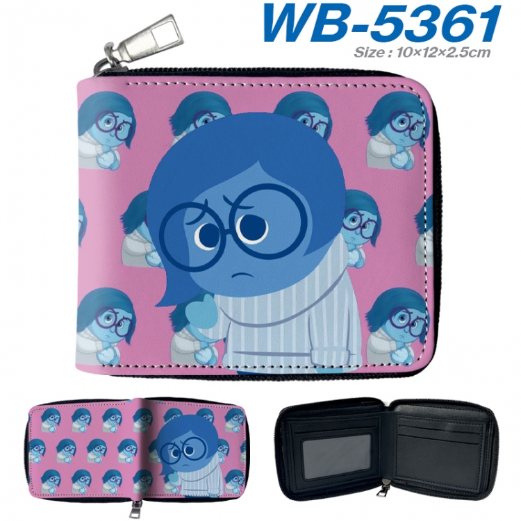 Inside Out Anime color short full zip folding wallet 10x12x2.5cm