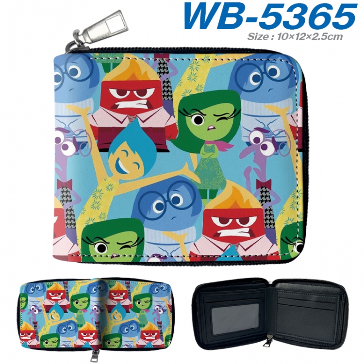 Inside Out Anime color short full zip folding wallet 10x12x2.5cm