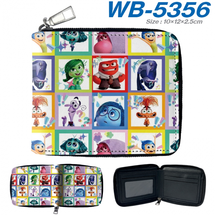 Inside Out Anime color short full zip folding wallet 10x12x2.5cm