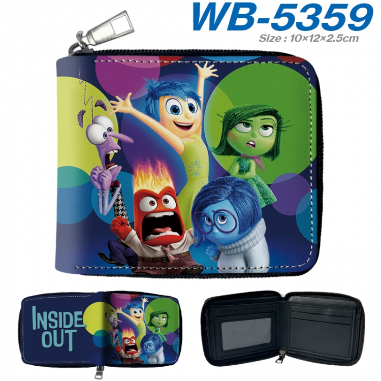 Inside Out Anime color short full zip folding wallet 10x12x2.5cm