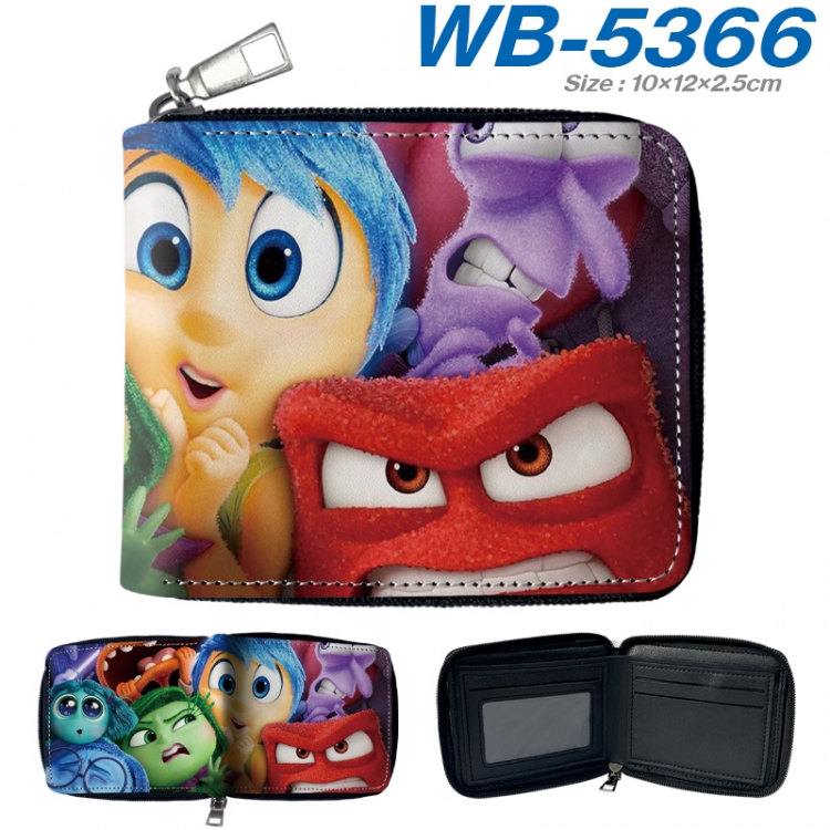 Inside Out Anime color short full zip folding wallet 10x12x2.5cm