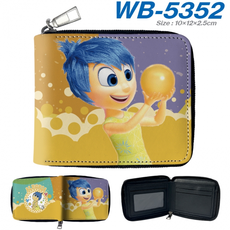 Inside Out Anime color short full zip folding wallet 10x12x2.5cm