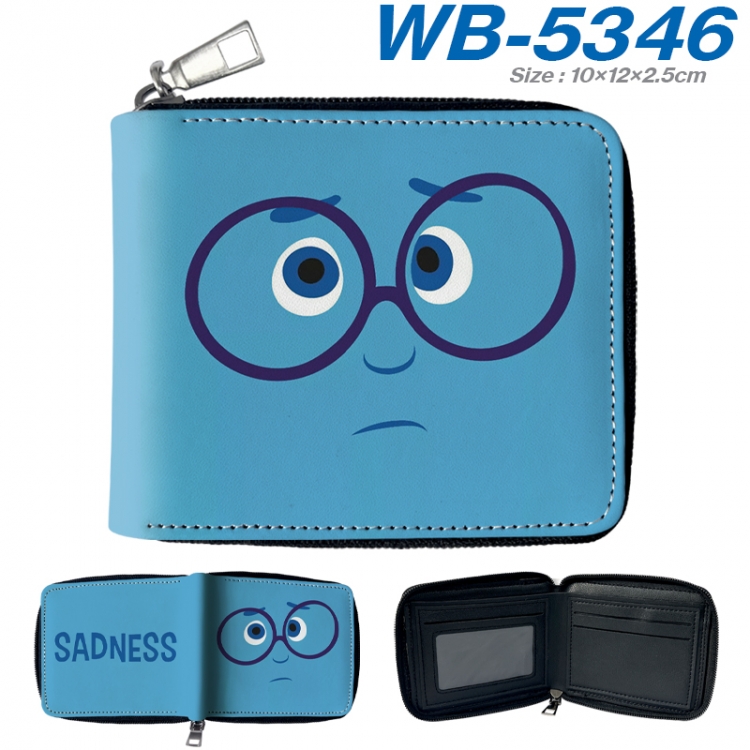 Inside Out Anime color short full zip folding wallet 10x12x2.5cm