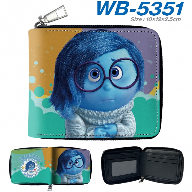 Inside Out Anime color short full zip folding wallet 10x12x2.5cm