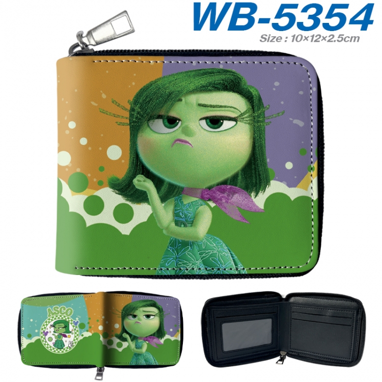 Inside Out Anime color short full zip folding wallet 10x12x2.5cm