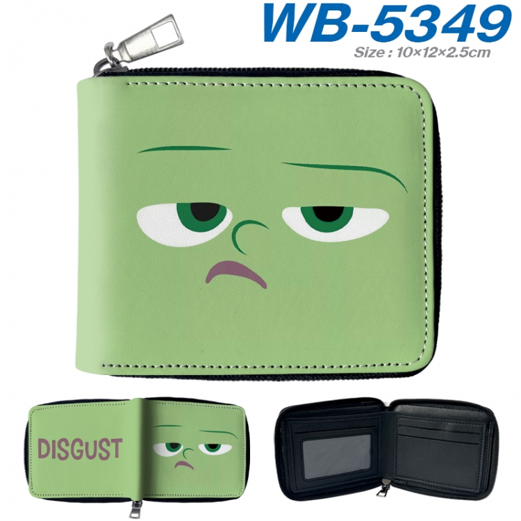 Inside Out Anime color short full zip folding wallet 10x12x2.5cm