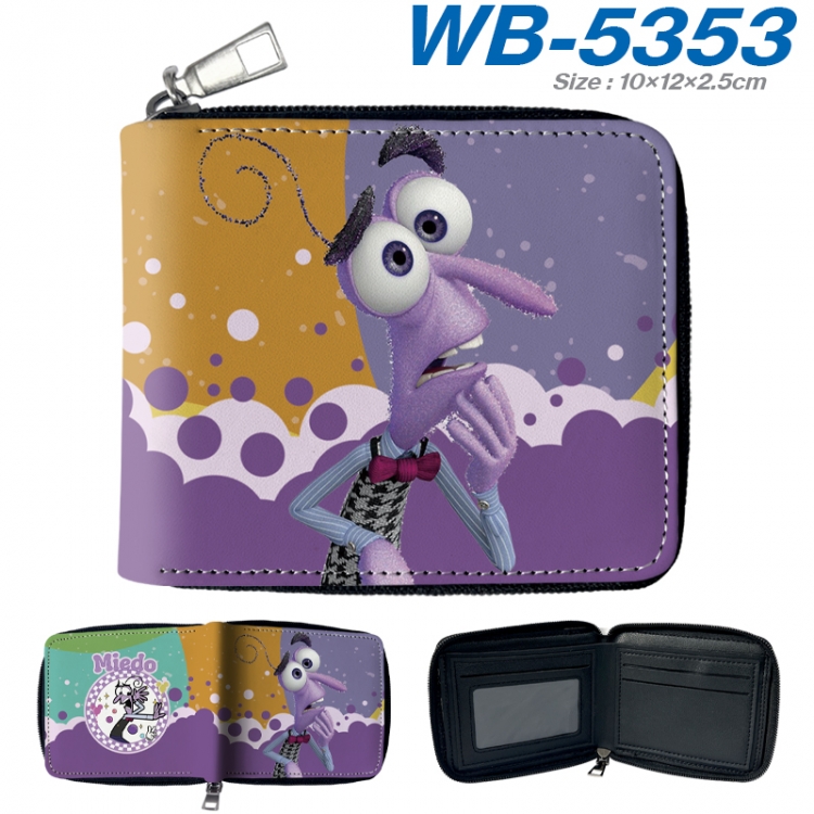 Inside Out Anime color short full zip folding wallet 10x12x2.5cm