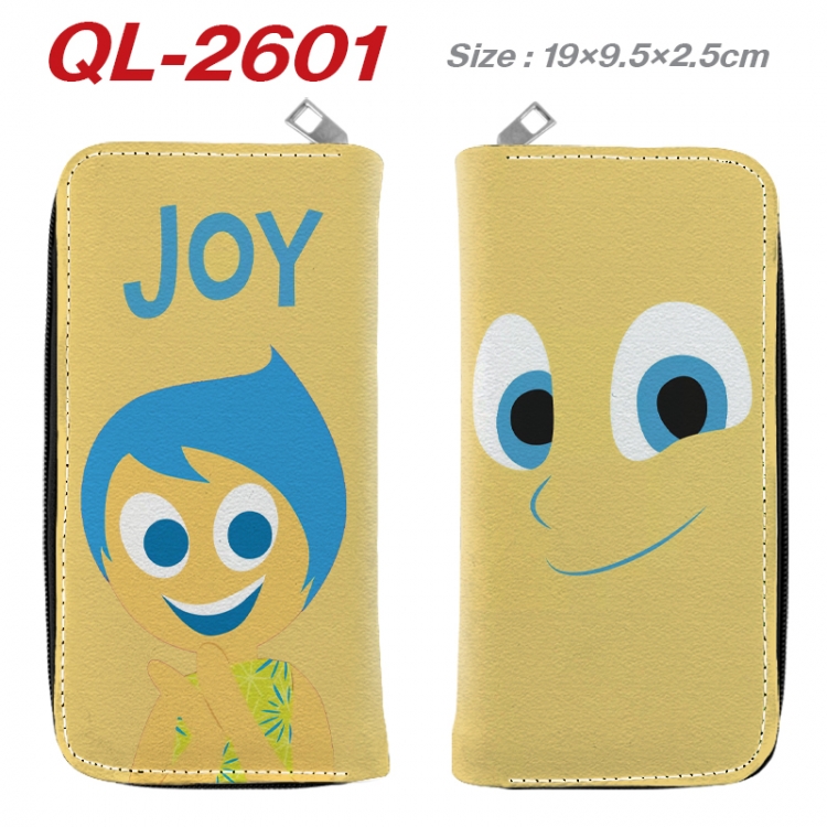 Inside Out Anime peripheral PU leather full-color long zippered wallet 19.5x9.5x2.5cm