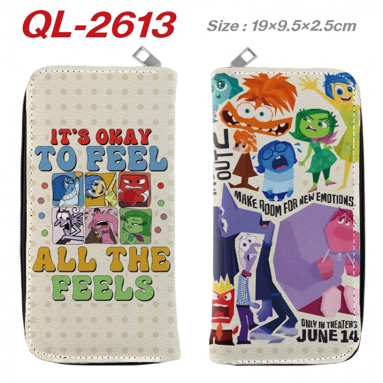 Inside Out Anime peripheral PU leather full-color long zippered wallet 19.5x9.5x2.5cm