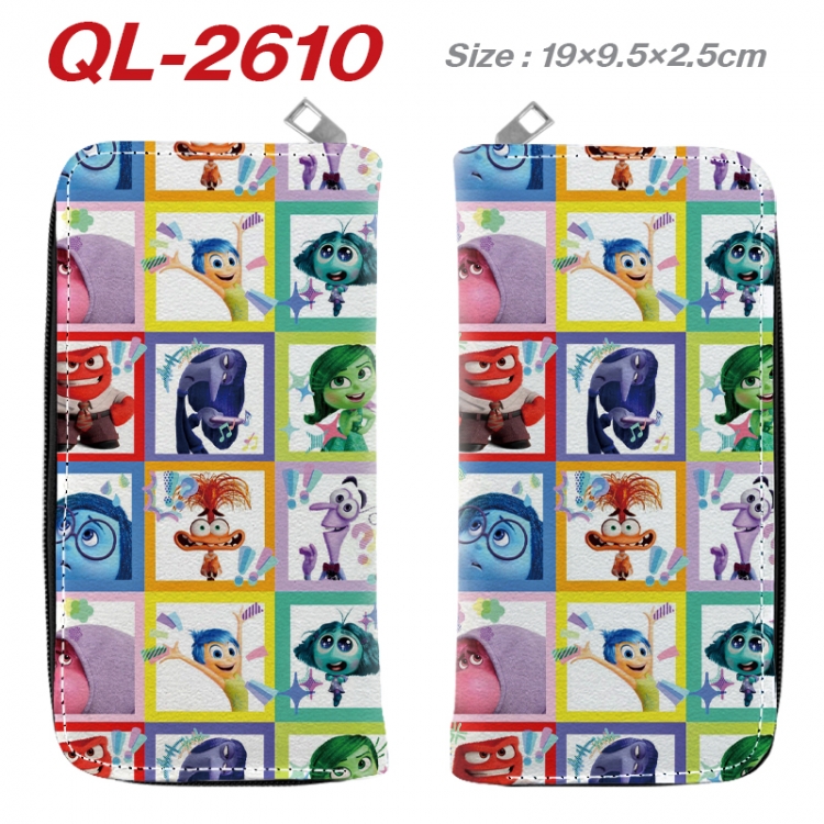 Inside Out Anime peripheral PU leather full-color long zippered wallet 19.5x9.5x2.5cm