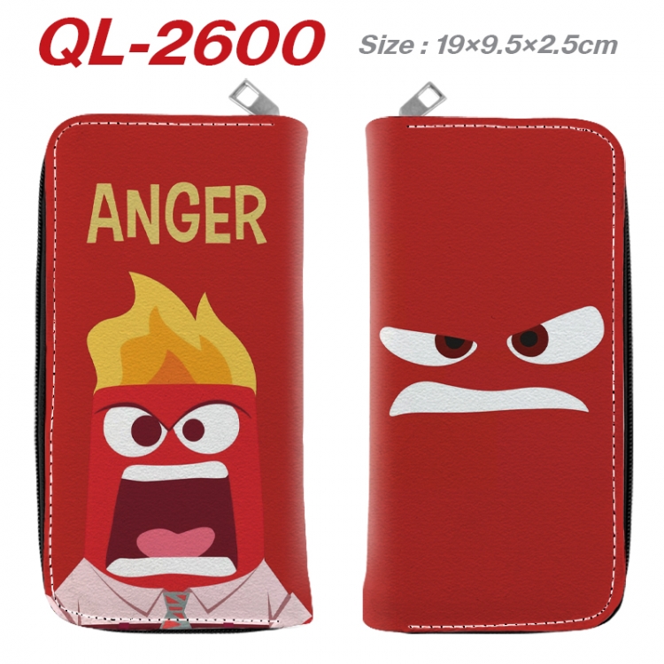 Inside Out Anime peripheral PU leather full-color long zippered wallet 19.5x9.5x2.5cm