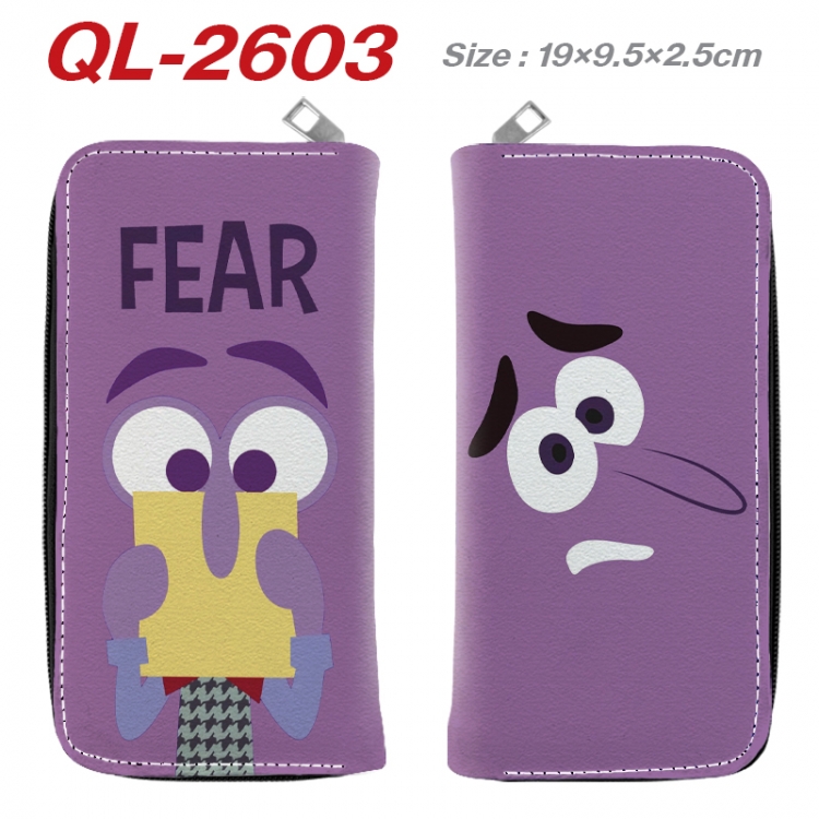 Inside Out Anime peripheral PU leather full-color long zippered wallet 19.5x9.5x2.5cm