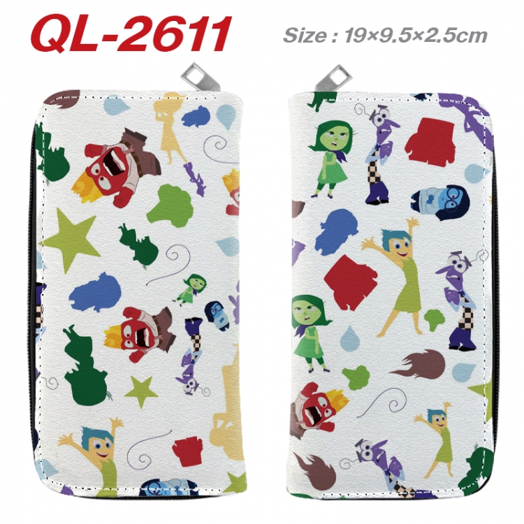 Inside Out Anime peripheral PU leather full-color long zippered wallet 19.5x9.5x2.5cm