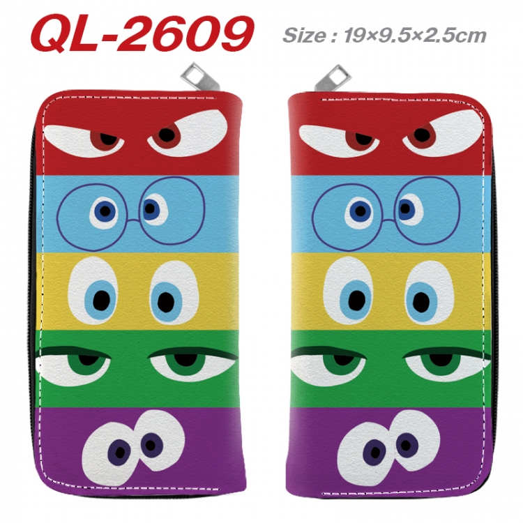 Inside Out Anime peripheral PU leather full-color long zippered wallet 19.5x9.5x2.5cm