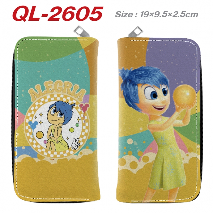 Inside Out Anime peripheral PU leather full-color long zippered wallet 19.5x9.5x2.5cm