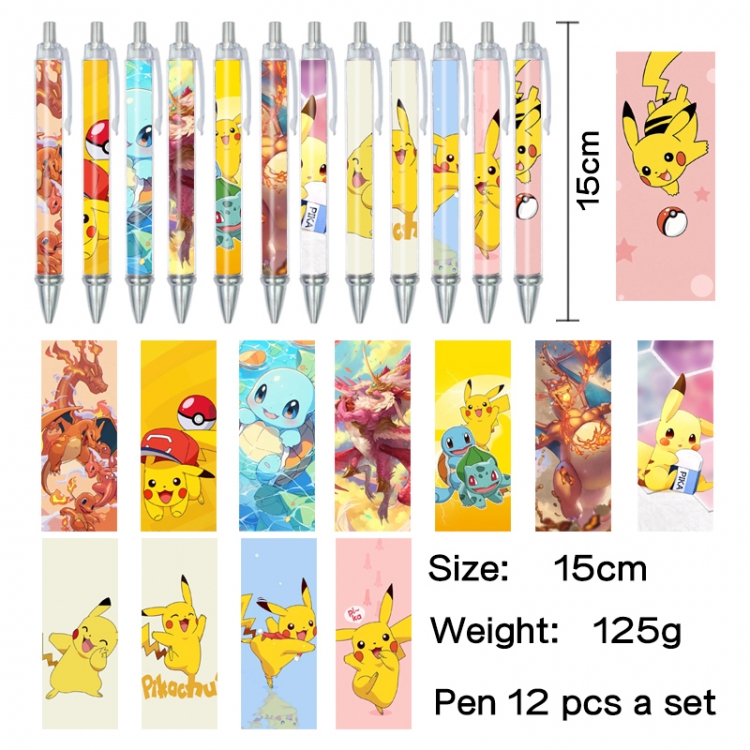 Pokemon Anime peripheral student color picture ballpoint pen neutral pen 15cm a set of 12