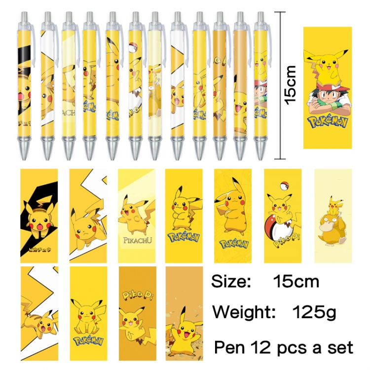 Pokemon Anime peripheral student color picture ballpoint pen neutral pen 15cm a set of 12