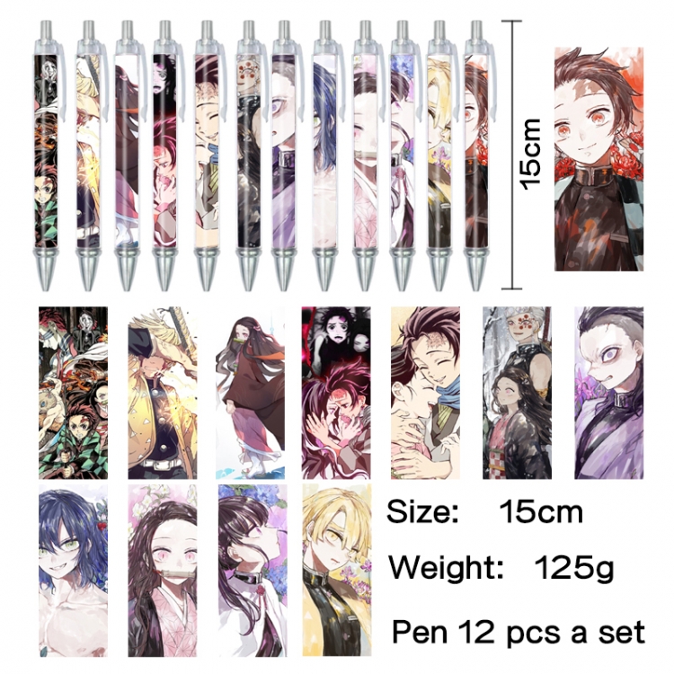 Demon Slayer Kimets Anime peripheral student color picture ballpoint pen neutral pen 15cm a set of 12