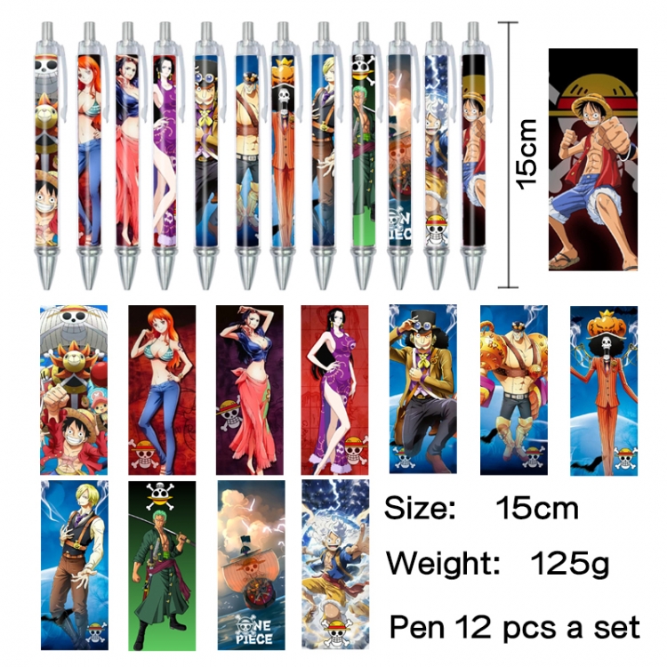 One Piece Anime peripheral student color picture ballpoint pen neutral pen 15cm a set of 12