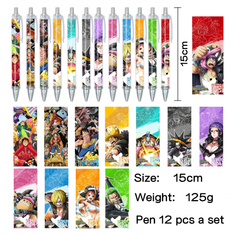 One Piece Anime peripheral student color picture ballpoint pen neutral pen 15cm a set of 12