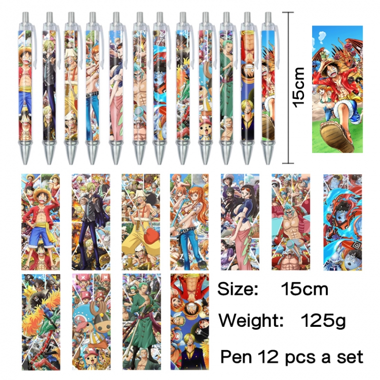 One Piece Anime peripheral student color picture ballpoint pen neutral pen 15cm a set of 12