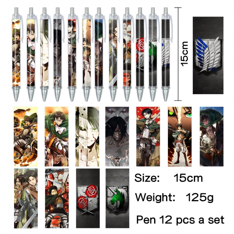 Shingeki no Kyojin Anime peripheral student color picture ballpoint pen neutral pen 15cm a set of 12