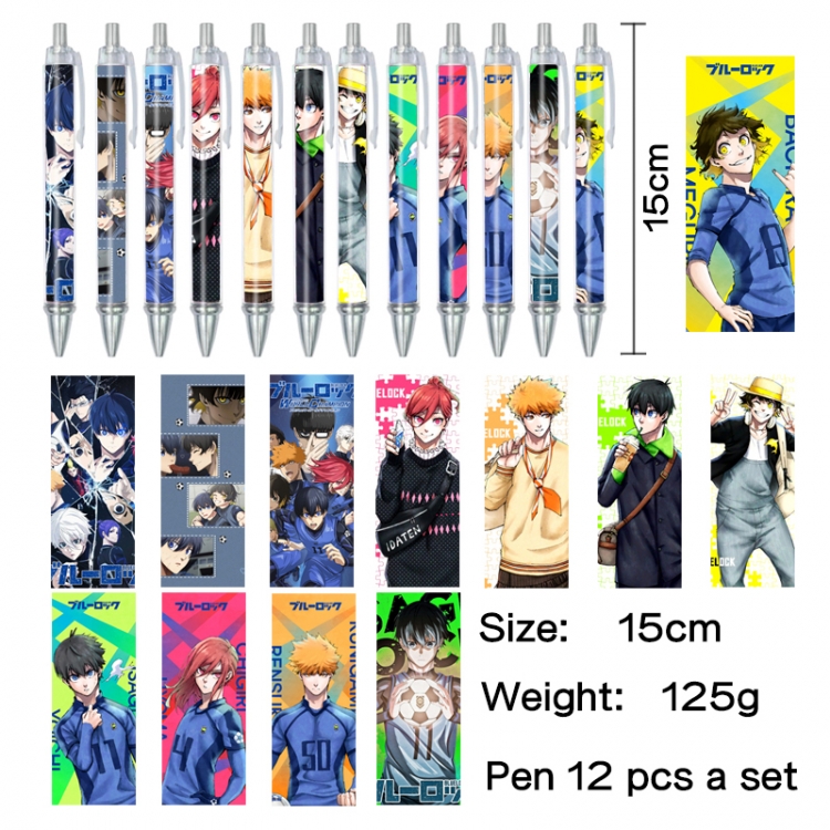 BLUE LOCK Anime peripheral student color picture ballpoint pen neutral pen 15cm a set of 12