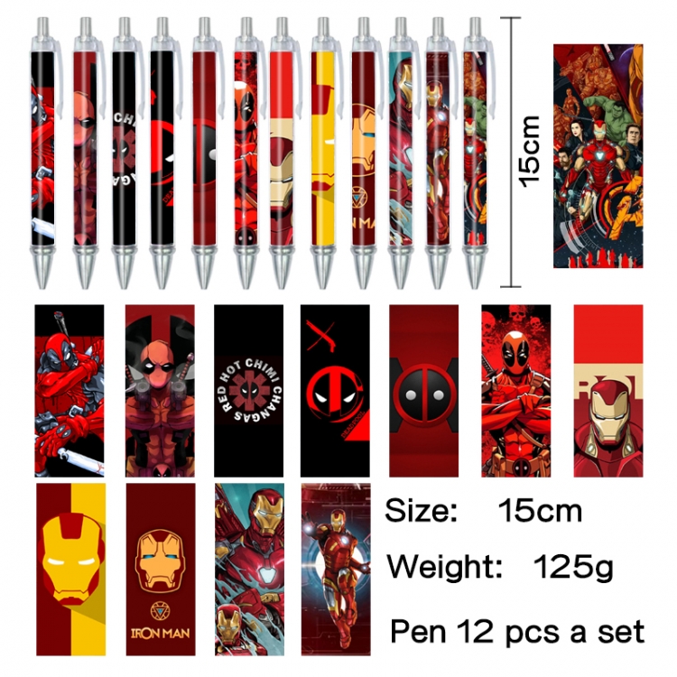 Marvel Anime peripheral student color picture ballpoint pen neutral pen 15cm a set of 12