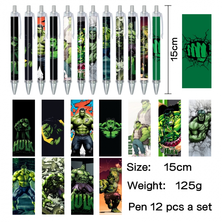 Marvel Anime peripheral student color picture ballpoint pen neutral pen 15cm a set of 12