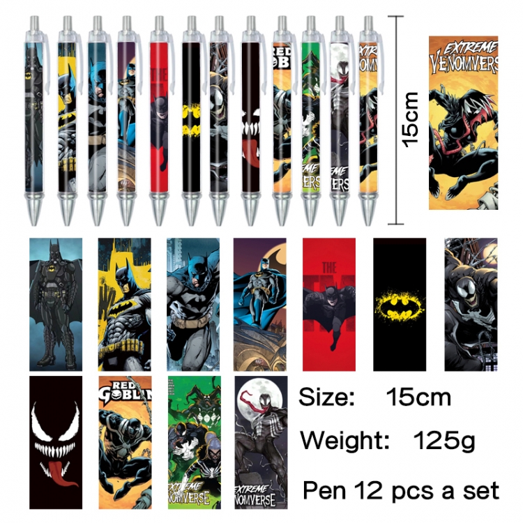 Marvel Anime peripheral student color picture ballpoint pen neutral pen 15cm a set of 12