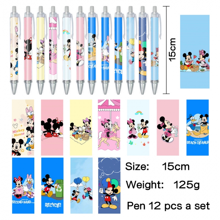 Mickey Anime peripheral student color picture ballpoint pen neutral pen 15cm a set of 12