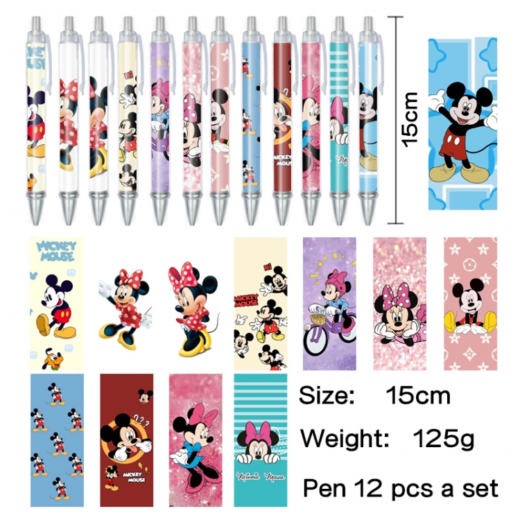 Mickey Anime peripheral student color picture ballpoint pen neutral pen 15cm a set of 12